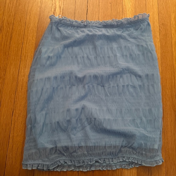 Bebe Mesh Blissful Blue Ruffle Skirt, Size XS - Picture 7 of 7